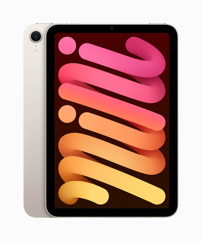 O novo iPad mini estará disponível em dois novos acabamentos - azul e roxo - para além do cinzento estrela e do cinzento espacial.